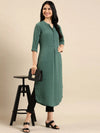 Women's Sea Green Solid Straight Kurta-SKC-3353-Seagreen