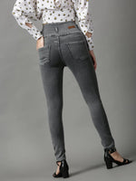 Women's Grey Solid Skinny Fit Denim Jeans-GZ-5299-Grey