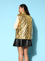 Women Solid Standard Gold Jacket