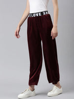 Women Burgundy Solid Track Pant-AN-36-Burgundy