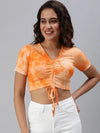 Women's Orange Tie Dye Crop Top-SH-108-Orange