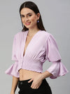 Women's Lavender Solid Crop Tops-AE-10303-Lavender