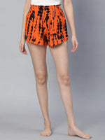 Zip Zap Orange Tie-Dye Print Elasticated Women Nightwear Shorts