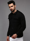 Men Black Solid Sweatshirt-EX-2649-Black