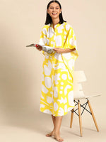 Kaftan with pockets in Yellow Print