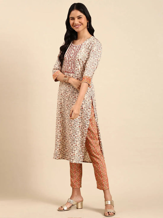 Women's Peach Printed Kurta Set-SKC-920-Peach