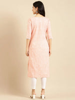 Women's Pink Solid Straight Kurta-SKC-3312-Peach