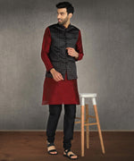 Hangup Men Standard Printed Men's Indian Wear-ST0311282_Blk_PrntNehru