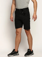 Men Black Solid Shorts-ORBIT-4-Black