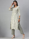 Women's Grey Printed Kurta Sets-RF1403-Grey