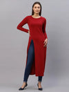 Rigo Maroon Front Slit Maxi Top