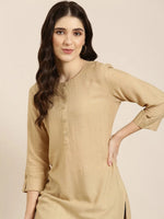 Women Beige Striped Straight Kurta-RA-068-Beige