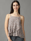 Women's Grey Printed Wrap Top-AE-10466-Taupe