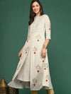 Women's White Embellished Anarkali Kurta-GW-658-Offwhite