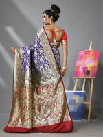 Ultra Violet Silk Banarasi Saree With Zari Woven Floral And Paisley Designs-MA52BSL441050035