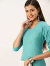 Women's Blue Solid Straight Kurta-SKC-3218-Turquoiseblue