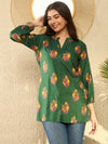 Ahika Women Green Cotton Blend Blend Floral Printed Regular Tunic-VT1272GRN