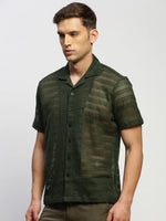 Men Green Solid Shirt-JOUSKA-1740-Olive