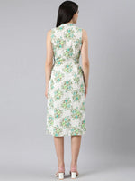 Women White Floral A-Line Dress-AT-A1024-AL-White