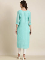 Women Turquoise Blue Embellished Straight Kurta-SKC-1217-Turquoiseblue