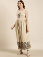 Women Anarkali Beige Ethnic Motifs Kurta Comes With Overcoat-GW-4163-Beige