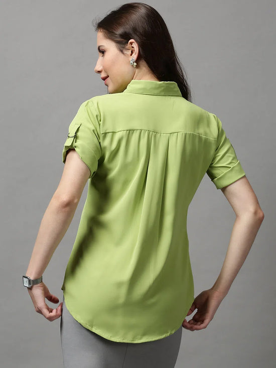 Women's Green Solid Top-AE-10370-Green