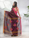 Brown Cotton Saree With Stripes Pattern-MA56CH33880046