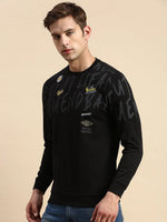 Men Black Printed Casual Sweatshirt-BP-1434-Black