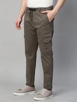 Genips Men's Cotton Stretch Dark Grey Bahamas Cargo Fit Solid Cargo