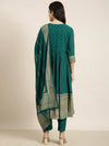 Women Anarkali Green Ethnic Motifs Kurta and Trousers Set Comes With Dupatta-BC-SK-1859-Green