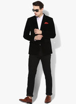 Hangup Men Standard Solid Men Formalwear-Black2BTNVelvetBlazer