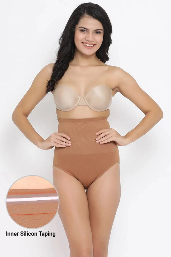 Clovia Tummy Tucker With Silicon Grips in Light Brown