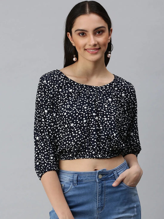 Women Navy Blue Embroidered Crop Corset Top-AE-10213-Navybluewhite