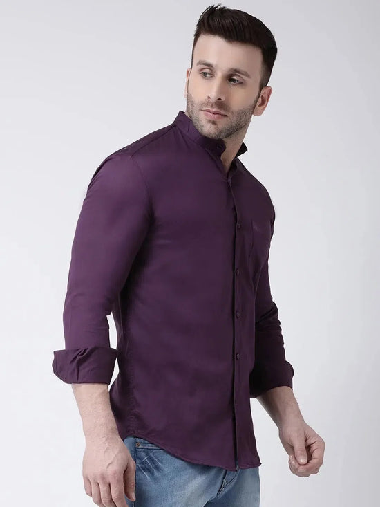 Hangup Men Slim Solid Shirts-BenPurpleShirt