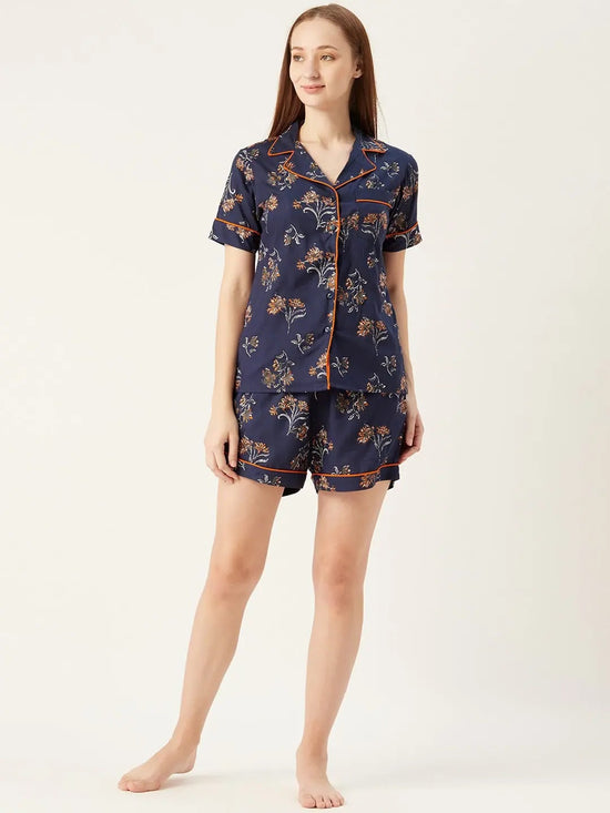 Shirt and Shorts Set in Navy color