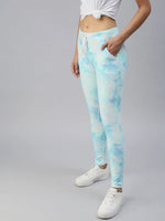 Women's Blue Tie Dye Track Pants-AF-1770-Bluegreen