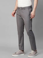 Genips Men's Cotton Stretch Caribbean Slim Fit Self Design Grey Trousers