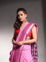 Pink Pure Cotton Soft Saree With Stripes Pattern-MA54CT33580104