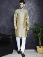 Woven Design Silk Blend Kurta with Pyjama-JOKP-P-5032Pista