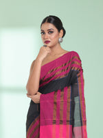 Black Cotton Saree With Zari Border-MA59CT06530048