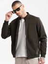 Men Mock Collar Olive Solid Bomber Jacket-ZD-3404-Olive