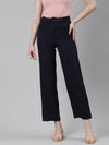 Women Navy Blue Solid Formal Trouser-LT-KN-504-Navyblue