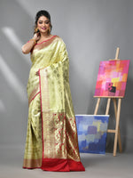 Cream Silk Banarasi Saree With Zari Woven Designs-MA52BSL441050027