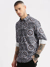 Men Spread Collar Abstract Grey Casual Shirt-PELSIC-2249-Grey