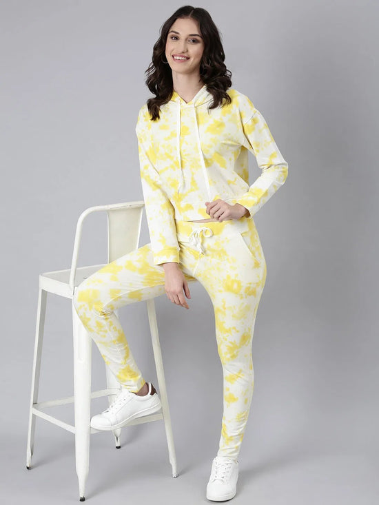 Women Yellow Tie Dye Tracksuit-AF-2101-Yellow