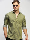 Men Green Solid Shirt-FERRERO-1656-Olive