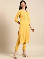 Women's Yellow Solid Kurta Set-SKC-3307-Yellow