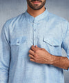 Hangup Men Standard Solid Men's Indian Wear-Blue_2Pkt_Short_2Kurta