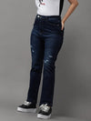 Women's Navy Blue Solid Straight Fit Denim Jeans-IM-10093-Navyblue