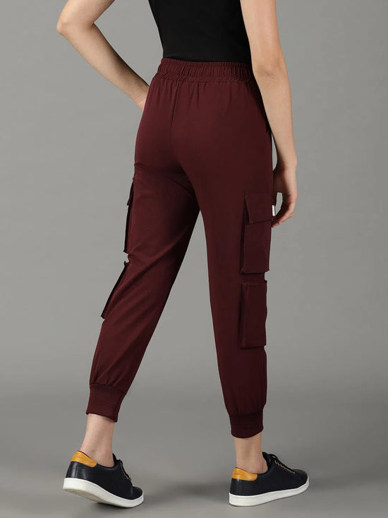 Women's Burgundy Solid Track Pant-AF-1619-Burgundy